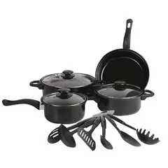 GENERICO - SET DE OLLAS Y SARTENES ANTIADHERENTES -UTENCILIOS DE COCINA 13 PIEZAS