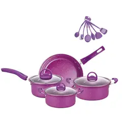 GENERICO - SET DE OLLAS Y SARTENES ANTIADHERENTES -UTENCILIOS DE COCINA 13 PIEZAS
