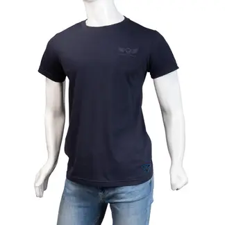 ALMA DE AVIADOR - Camiseta Cuello R Azul LT Algodón Peruano