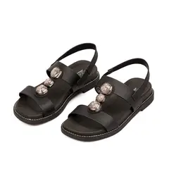 MODARE - SANDALIA PLANA NEGRO CRISTAL