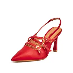 VIZZANO - TACON ALTO PELICA ROJO DORADO