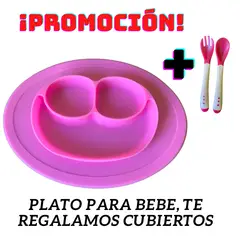 BEBESIT - KIT VAJILLA PLATO Y CUBIERTOS EN SILICONA PARA BEBE LIBRE DE BPA