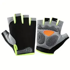 GENERICO - GUANTES CICLISMO MEDIO DEDO TALLA XL - COLOR NEGRO - VERDE