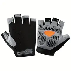 GENERICO - GUANTES CICLISMO O GIMNASIO MEDIO DEDO TALLA L - COLOR NEGRO