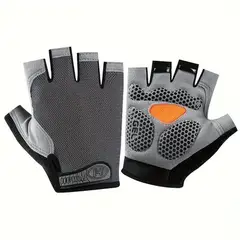 GENERICO - GUANTES CICLISMO O GIMNASIO MEDIO DEDO TALLA L - COLOR GRIS
