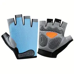 GENERICO - GUANTES CICLISMO MEDIO DEDO TALLA M - COLOR AZUL CIELO