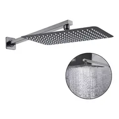GENERICO - Set de Ducha Tubo Cuadrado y Regadera Gris Níquel
