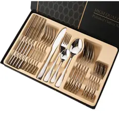 GENERICO - Juego Set de Cubiertos Plateado Acero Inoxidable 24 Piezas
