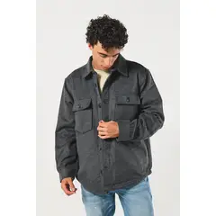 KOAJ - Sobrecamisa unicolor a cuadros en paño con cuello truck Hombre