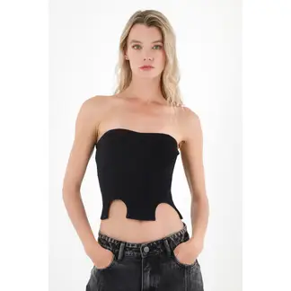 TENNIS - Camiseta strapless negra para mujer
