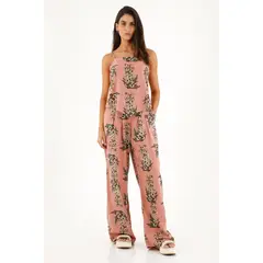 TOPMARK - Pantalón rosado tiro alto con estampado de flores para mujer