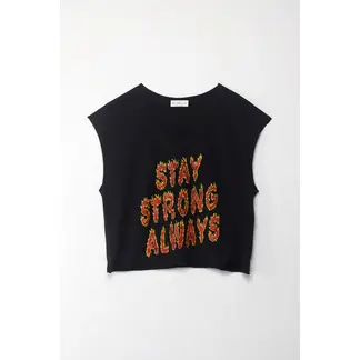 TENNIS - Camiseta Boxy fit manga sisa negra para mujer