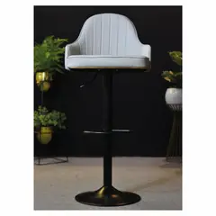 KAIU HOME - SILLA BAR BROOKLYN CUERO SINTETICO GRIS BASE NEGRA