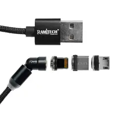 RAMITECH - Cable Cargador Magnetico 3 En 1 Ios Micro Usb Tipo C Carga Rapida
