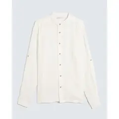 SEVEN SEVEN - Camisa Para Hombre Manga Larga Sin Bolsillo Cuello Neru Color Marfil Marca #45012138