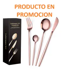 GENERAL - JUEGO DE CUBIERTOS 24 PIEZAS EN ACERO INOXIDABLE COLOR ORO ROSA