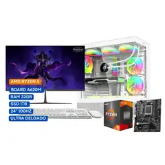 JANUS - COMPUTADOR TORRE GAMER R5 8500G 3,5GHZ 32 GB RGB/ 1 TB SSD 24" ULTRA DELGADO.