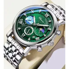 CHENXI - RELOJ ORIGINAL ACERO CRONOGRAFO CX972 PLATEADO VERDE