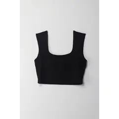 TENNIS - Camiseta crop manga sisa negra para mujer