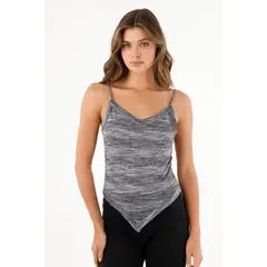 TENNIS - Camiseta tipo pañoleta gris para mujer