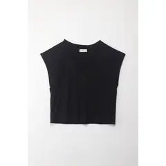 TENNIS - Camiseta manga sisa negra para mujer