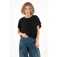 TOPMARK - Camiseta con prenses en delantero negra para mujer