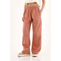 TOPMARK - Pantalón Recto de pretina elástica naranja para mujer