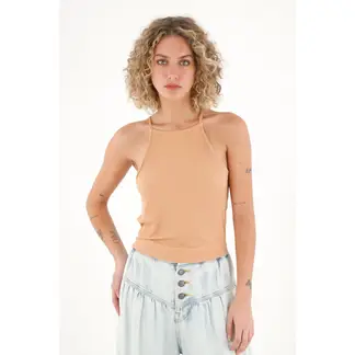 TOPMARK - Camiseta básica de tiras naranja para mujer