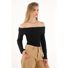 TENNIS - Camiseta negra de cuello bandeja para mujer