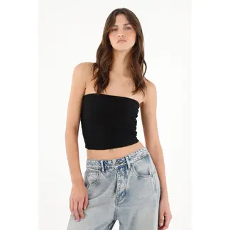 TENNIS - Crop strapless en encaje negro para mujer