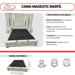 ESTILO Y CONFORT - CAMA MAGESTIC MARFIL TENTACION 160X190 PATA MADERA