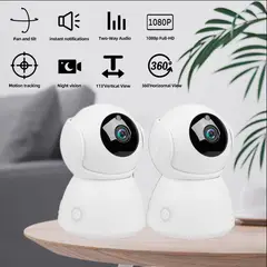 GENERICO - Cámara Seguridad Wifi x 2 Panorámica 360 Infrarroja