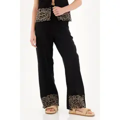 TOPMARK - Pantalón negro recto con pretina elástica para mujer