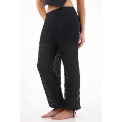 TENNIS - Pantalón jogger con tiras que anudan negro para mujer