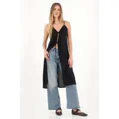TOPMARK - Cover Up con tiras en frente negro para mujer
