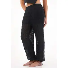 TENNIS - Pantalón jogger con tiras que anudan negro para mujer