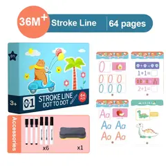 GENERICO - Libro Infantil Borrable para Aprender a Escribir a traves de Trazos y Puntos