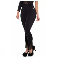 VIA7 - Leggins talle medio alto con flecos en la bota