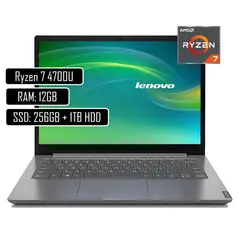 LENOVO - Portatil V14 Ryzen 7 4700U 12Gb Ssd 256Gb Hdd 1Tb Win11 Home 14