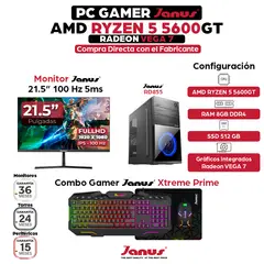 JANUS - Computador Gamer AMD Ryzen 5 5600GT RAM 8GB SSD 512GB Monitor 22 Pulgadas 100Hz