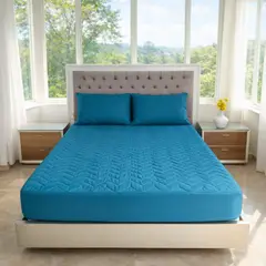 HOGARETO - Protector Colchón Acolchado Cama Doble 140x190cm + 2 Fundas Acolchadas - 9023