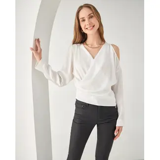 ESPRIT - Camisa Mujer Tela tipo Satín Escote en V