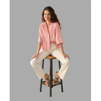 ESPRIT - Camisa para Mujer Preteñida Rayada - Blusa para Dama de Botones