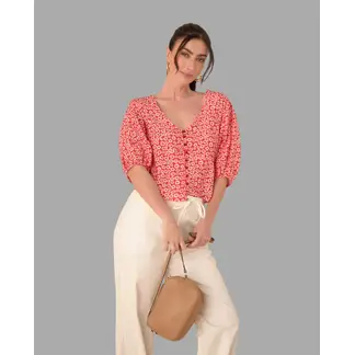 ESPRIT - Camisa para Mujer con Estampado Floral - Blusa para Dama Cuello en V