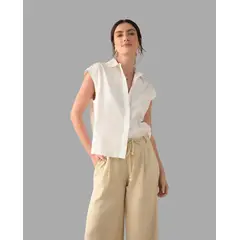 ESPRIT - Camisa para Mujer Manga Sisa - Blusa para Dama con Diseño Abierto