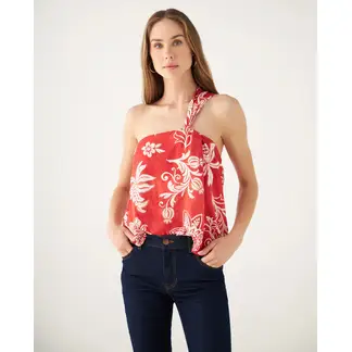 ESPRIT - Camisa para Mujer Diseño Asimétrico - Blusa para Dama Estampado Floral