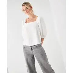 ESPRIT - Camisa para Mujer de Manga 34 con Escote Cuadrado