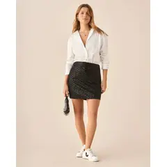 ESPRIT - Falda Corta Mujer con Lentejuelas