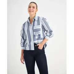ESPRIT - Camisa para Mujer con Bordado de Letras