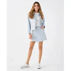 ESPRIT - Falda Corta Mujer con Efecto Metalizado